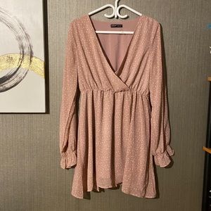 Shein longsleeve midi dusty rose dress